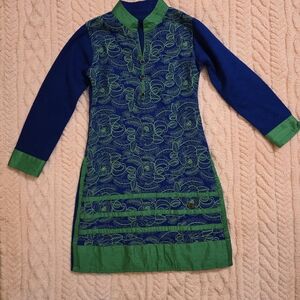 Blue & Green Floral Kurta/Tunic